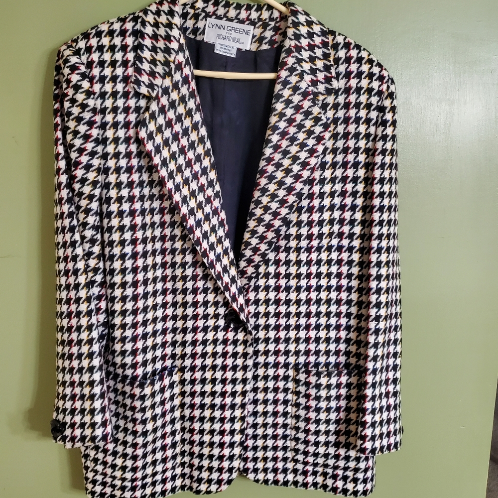 Women's Houndstooth Blazer - Black and White